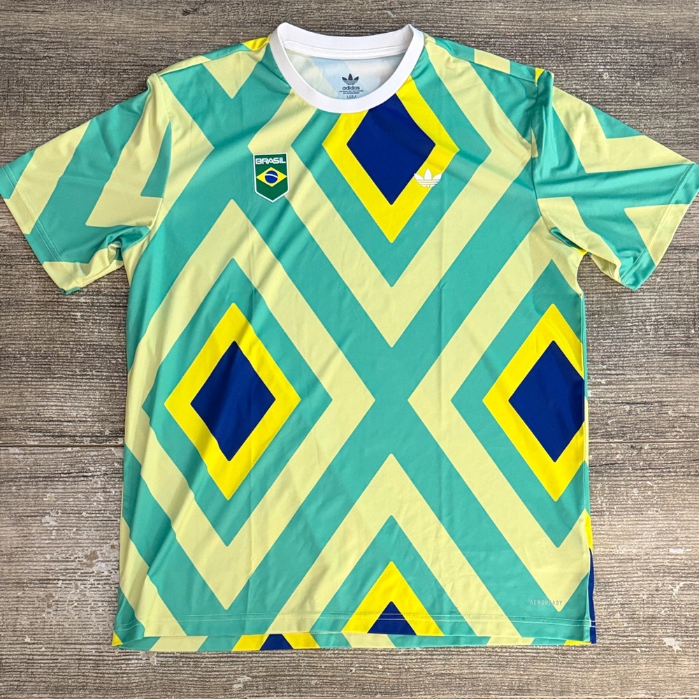 Adidas Brasil yellow, blue, and green soccer jersey/shirt